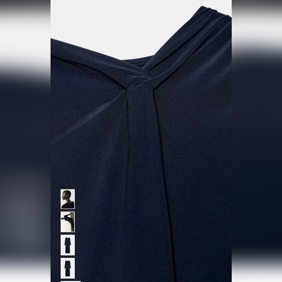 Zara Midnight Blue Belted Midi Dress - Picture 9 of 11